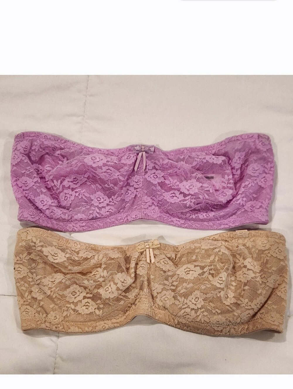 Sheer Floral Lace Strapless Bra Bundle Set of 2 Size 32DD EUC